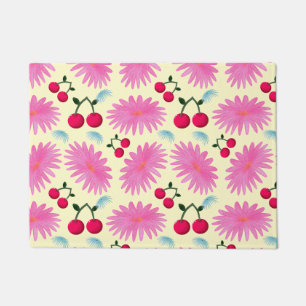 Paillasson Motif Cerise Floral Rose Clair   Mignon Kawaii