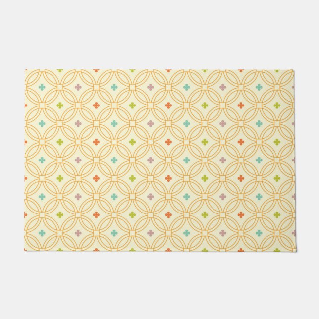 Paillasson Motif circulaire à verrouillage géométrique rétro (Devant)