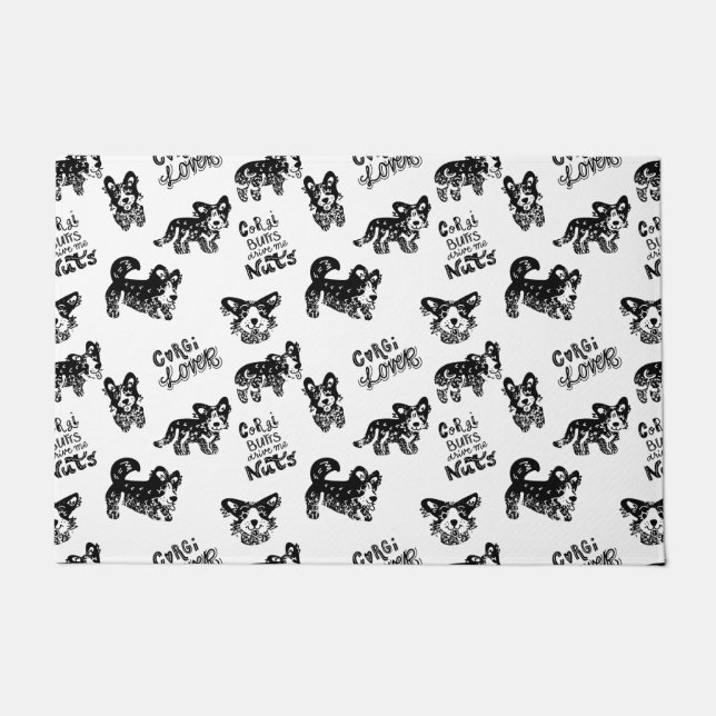 Paillasson Motif Cute Corgi (Devant)