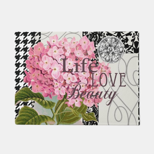 Paillasson Motif Damas Décor Floral Joli (Devant)