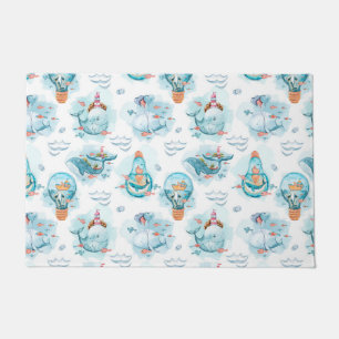 Paillasson Motif d'aquarelle de la belle baleine nautique