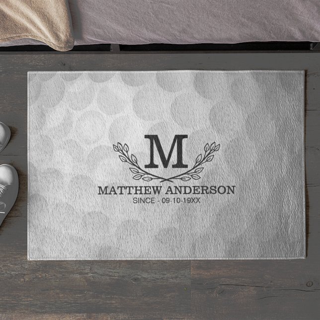 Paillasson Motif de balle de golf personnalisé Nom Monogramme (Créateur téléchargé)