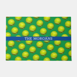 Paillasson Motif de balle de tennis, Nom blanc, Bleu & Vert