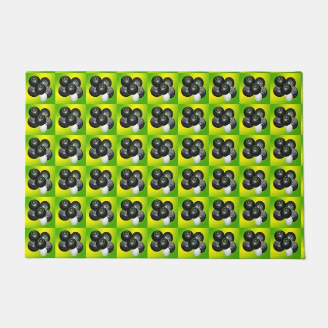 Paillasson Motif De Boules De Pelouse Vert Et Jaune, (Devant)