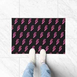 Paillasson Motif de boulon à éclair de néon rose