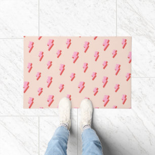 Paillasson Motif de boulon de foudre rose