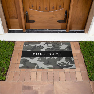 Paillasson Motif de camouflage gris, Votre nom, Personnaliser