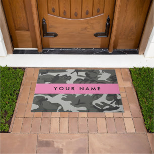 Paillasson Motif de camouflage gris, Votre nom, Personnaliser