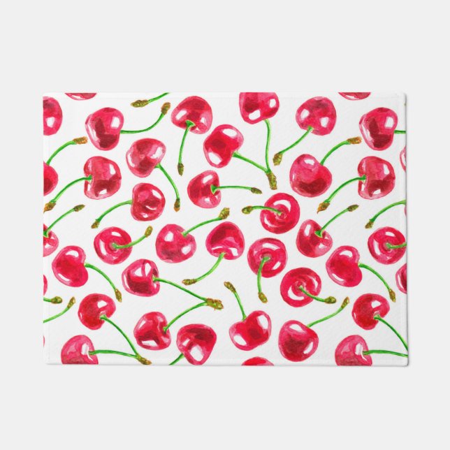 Paillasson Motif de cerises d'aquarelle (Devant)