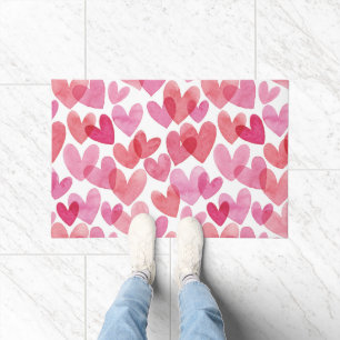 Paillasson Motif de coeur aquarelle