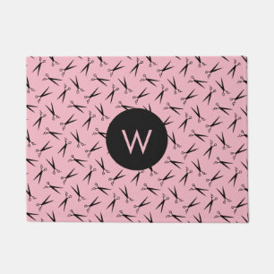 Paillasson Motif de coiffeur de ciseaux de monogramme