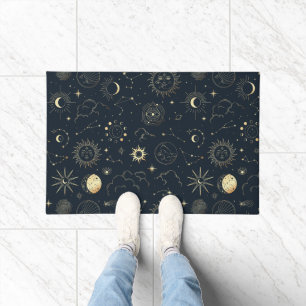 Paillasson Motif de constellation d'étoile d'or bleu minuit