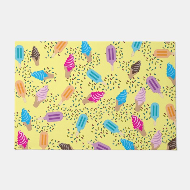 Paillasson Motif de crème glacée d'été coloré (Devant)