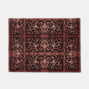 Paillasson Motif de défilement rouge et noir
