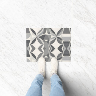 Paillasson Motif de diamant géométrique moderne en gris et bl