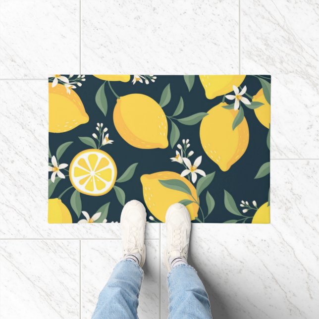 Paillasson Motif de feuille jaune citron (Intérieur)