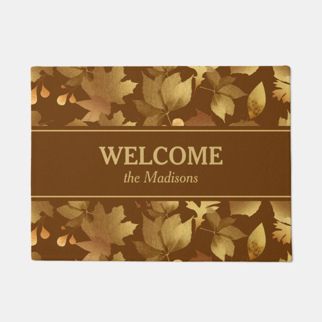 Paillasson Motif de feuilles d'automne d'or (Devant)