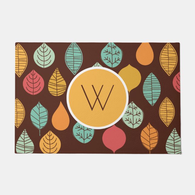 Paillasson Motif de feuilles d'automne moderne (Devant)