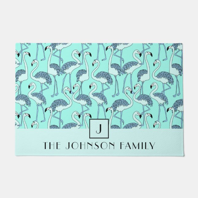 Paillasson Motif de flamant de Monogramme moderne (Devant)