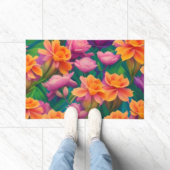 Paillasson Motif de fleurs tropicales hawaïennes (Intérieur)