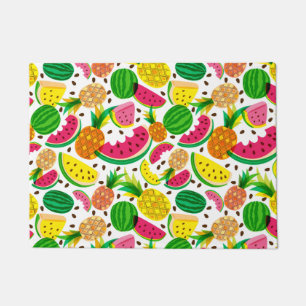 Paillasson Motif de fruits tropicaux rouges et jaunes