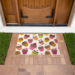 Paillasson Motif de gâteau, Motif de muffin, Chocolat, Coeurs