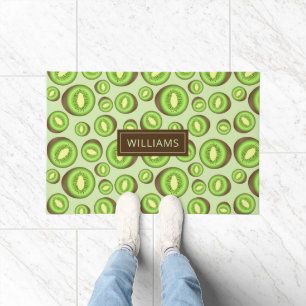 Paillasson Motif de kiwi vert et brun avec nom personnalisé