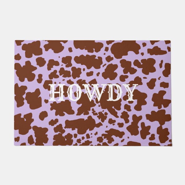 Paillasson Motif de la peau de vache Howdy Lilac moderne (Devant)