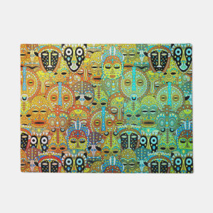 Paillasson Motif de masque tribal translucide avec de l'or