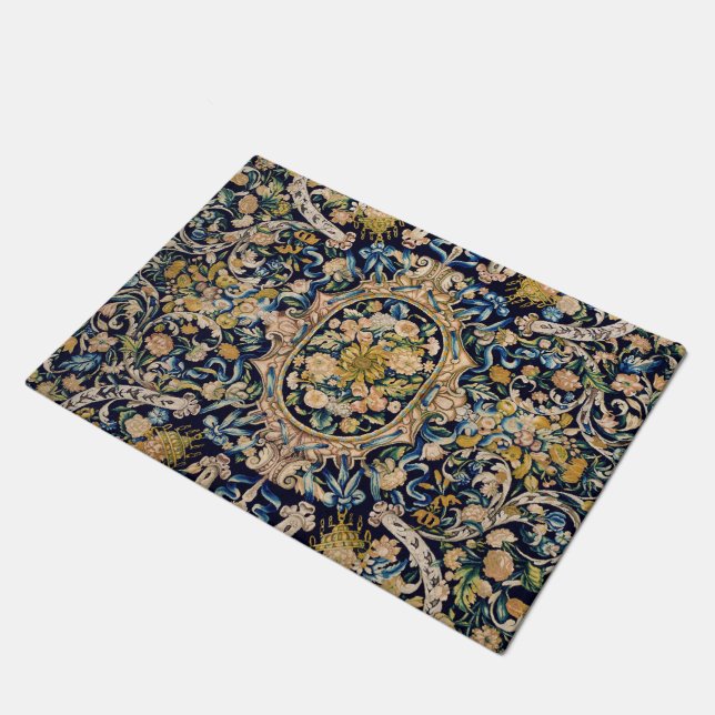 Paillasson Motif de moquette fleurie décorative (Incliné)