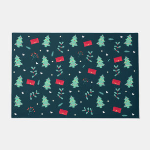 Paillasson Motif de Noël festif en rouge et vert