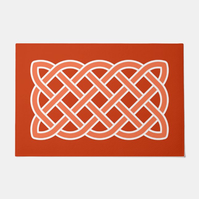 Paillasson Motif de noeud celtique, Mandarin orange et blanc (Devant)