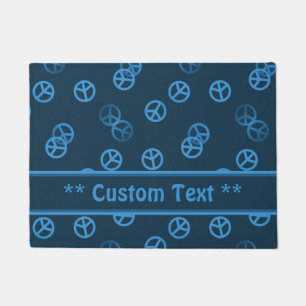 Paillasson Motif de panneau de paix bleu avec texte personnal