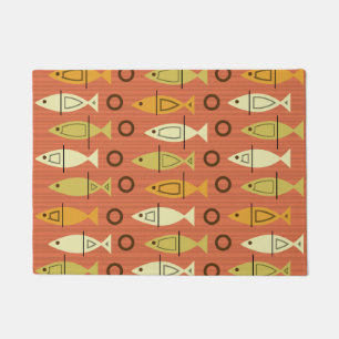 Paillasson Motif de poisson moderne du milieu du siècle Orang