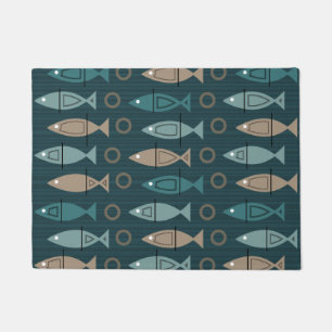 Paillasson Motif de poisson moderne du milieu du siècle Turqu