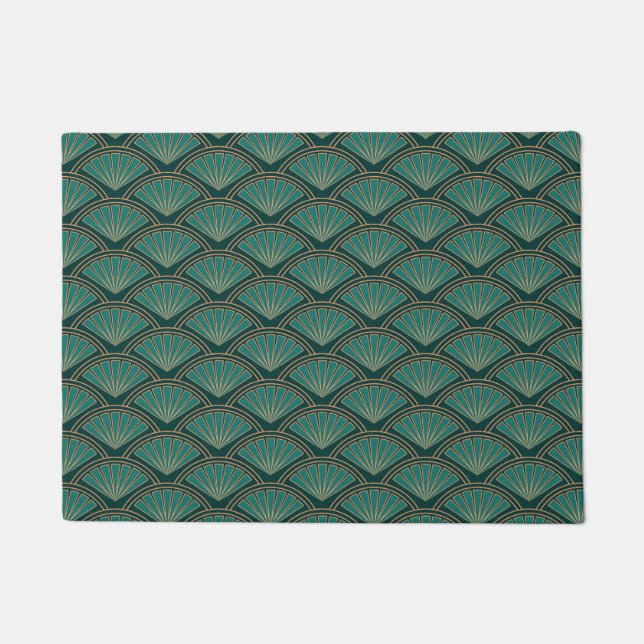 Paillasson Motif de style Art déco en vert turquoise (Devant)