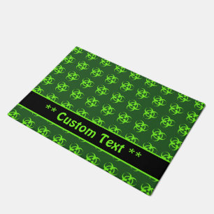 Paillasson Motif de symbole de danger biologique vert avec te