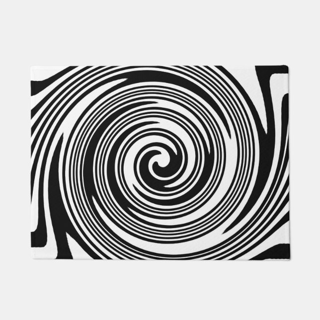 Paillasson Motif de tourbillonnement noir et blanc (Devant)