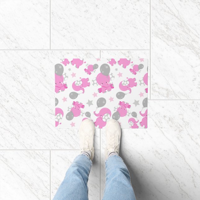 Paillasson Motif Des Eléphants Roses, Eléphants Mignons, Étoi (Intérieur)