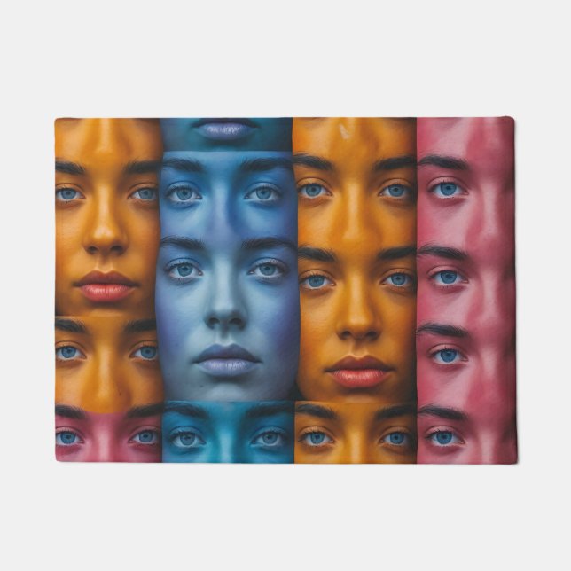 Paillasson Motif des faces colorées (Devant)