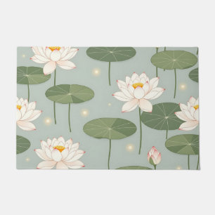 Paillasson Motif d'étang de lotus de nénuphar