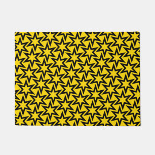 Paillasson Motif D'Étoile Géométrique Noir Et Jaune