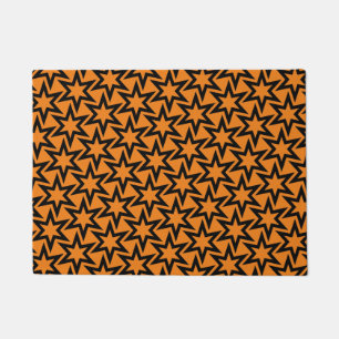 Paillasson Motif D'Étoile Géométrique Noir Et Orange