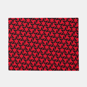 Paillasson Motif d'étoile géométrique noir et rouge