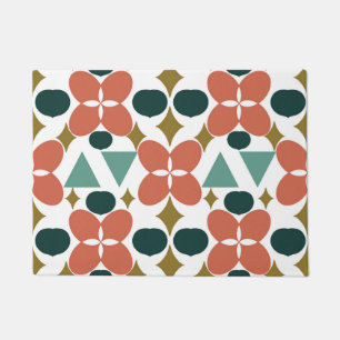 Paillasson Motif diamant moderne à fleurs du milieu du siècle