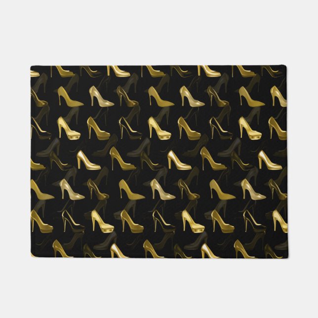 Paillasson Motif d'or de chaussures de talons hauts (Devant)