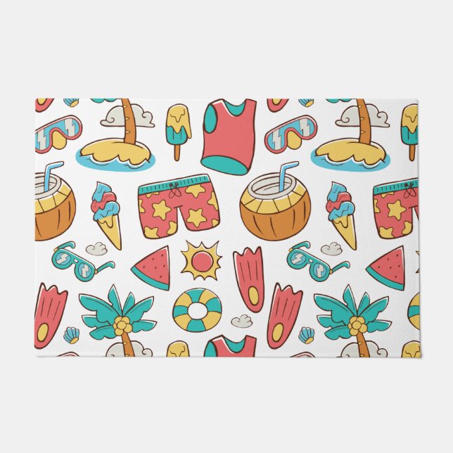 Paillasson motif drôle vacances d'été plage (Devant)