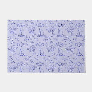 Paillasson Motif d'une ligne d'animal marin et voilier