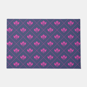 Paillasson Motif élégant d'ornement de roses indien de bleu