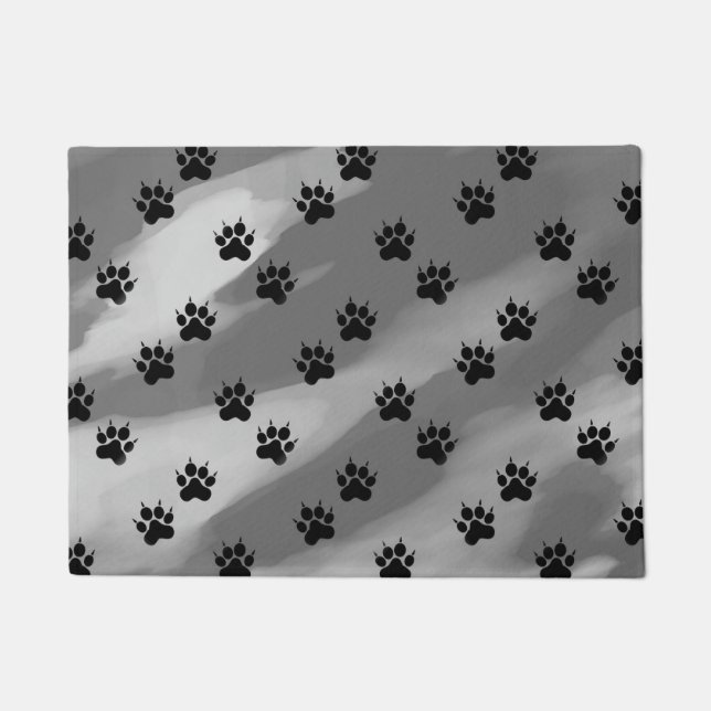 Paillasson Motif Empreinte de patte noir et blanc (Devant)